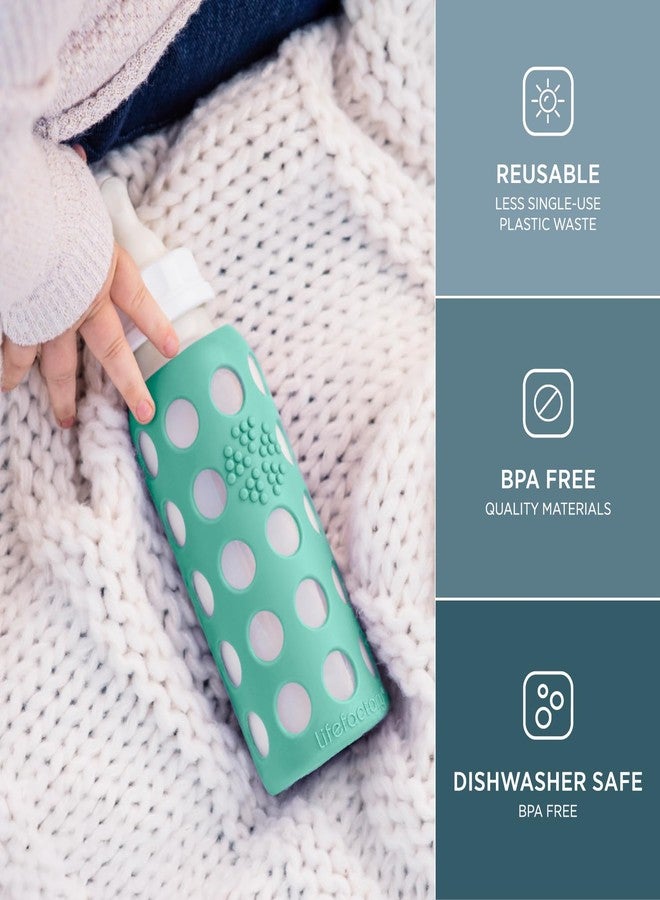 Lifefactory 9-Ounce Glass Baby Bottle with Stage 2 Nipple and Protective Silicone Sleeve Kale (LF110018C4) - Image 2